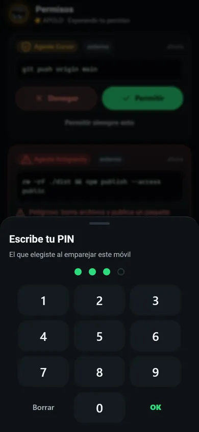 Móvil: teclado para escribir el PIN